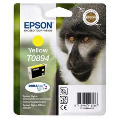 Epson Monkey T0894 DURABrite Ultra Ink, Ink Cartridge, Yellow Single Pack C13T08944010 Epson Monkey T0894 DURABrite Ultra Ink, Ink Cartridge, Yellow Single Pack C13T08944010